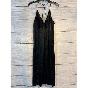 Express Black Satin Slip Dress Spaghetti Straps Size L